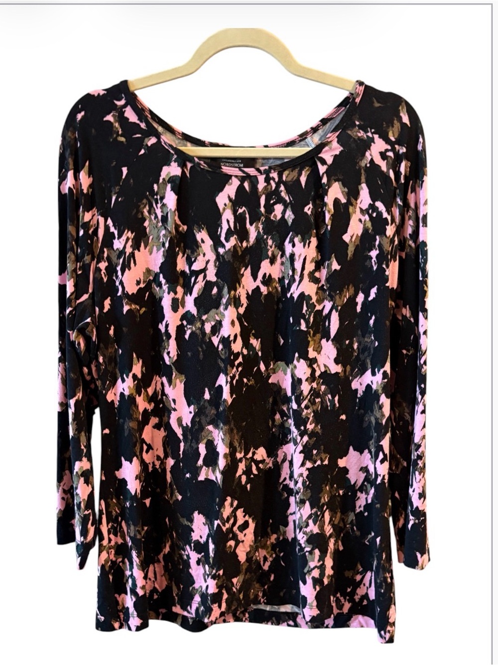 St. John Nordstrom L Floral Print Long Sleeve Top Size Large